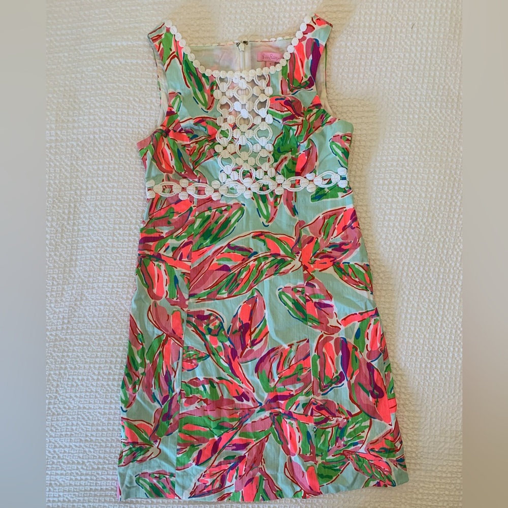 Lilly Pulitzer Rosie in the Vias Lace Detail Square Neck Shift Dress Size 0